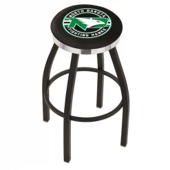 Holland Bar Stool Co. 25" Blk Wrinkle North Dakota Swivel Bar Stool, Chrome Ring