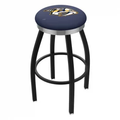 Holland Bar Stool Co. 25" Blk Wrinkle Nashville Predators Swivel Bar Stool, Chrome Ring