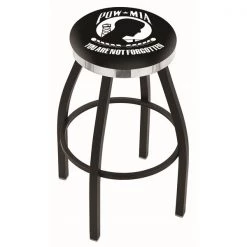 Holland Bar Stool Co. 30" Blk Wrinkle POW/MIA Swivel Bar Stool, Chrome Ring