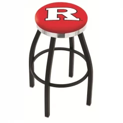 Holland Bar Stool Co. 30" Blk Wrinkle Rutgers Swivel Bar Stool, Chrome Ring