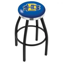 Holland Bar Stool Co. 25" Blk Wrinkle South Dakota State Swivel Bar Stool, Chrome Ring