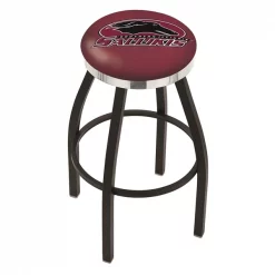 Holland Bar Stool Co. 25" Blk Wrinkle Southern Illinois Swivel Bar Stool, Chrome Ring