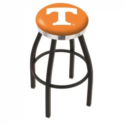 Holland Bar Stool Co. 30" Blk Wrinkle Tennessee Swivel Bar Stool, Chrome Ring