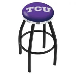 Holland Bar Stool Co. 30" Blk Wrinkle TCU Swivel Bar Stool, Chrome Ring