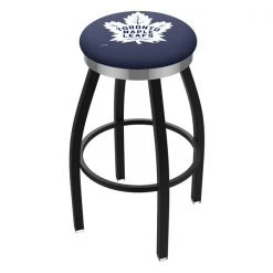 Holland Bar Stool Co. 30" Blk Wrinkle Toronto Maple Leafs Swivel Bar Stool, Chrome Ring