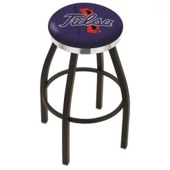 Holland Bar Stool Co. 30" Blk Wrinkle Tulsa Swivel Bar Stool, Chrome Ring