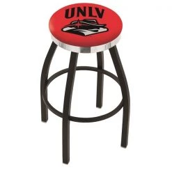 Holland Bar Stool Co. 25" Blk Wrinkle UNLV Swivel Bar Stool, Chrome Ring