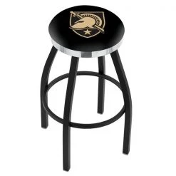 Holland Bar Stool Co. 25" Blk Wrinkle US Military Academy ARMY Swivel Bar Stool, Chrome Ring