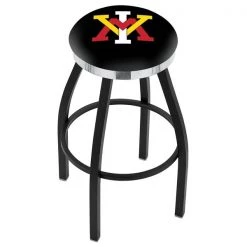 Holland Bar Stool Co. 30" Blk Wrnkl Virginia Military Institute Swivel Bar Stool, Chrome Ring
