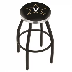 Holland Bar Stool Co. 30" Blk Wrinkle Vanderbilt Swivel Bar Stool, Chrome Ring