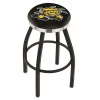 Holland Bar Stool Co. 30" Blk Wrinkle Wichita State Swivel Bar Stool, Chrome Ring