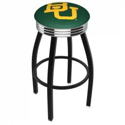 Holland Bar Stool Co. 30" Blk Wrinkle Baylor Swivel Bar Stool, Chrome Ring