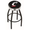 Holland Bar Stool Co. 30" Blk Wrinkle Cincinnati Swivel Bar Stool, Chrome Ring
