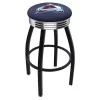 Holland Bar Stool Co. 30" Blk Wrinkle Colorado Avalanche Swivel Bar Stool, Chrome Ring