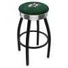 Holland Bar Stool Co. 30" Blk Wrinkle Dallas Stars Swivel Bar Stool, Chrome Ring