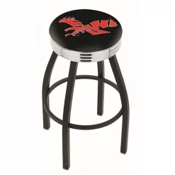 Holland Bar Stool Co. 25" Blk Wrinkle Eastern Washington Swivel Bar Stool, Chrome Ring