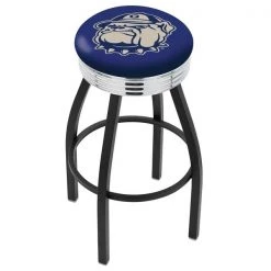 Holland Bar Stool Co. 30" Blk Wrinkle Georgetown Swivel Bar Stool, Chrome Ring