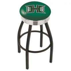 Holland Bar Stool Co. 25" Blk Wrinkle Hawaii Swivel Bar Stool, Chrome Ring