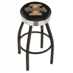 Holland Bar Stool Co. 30" Blk Wrinkle Idaho Swivel Bar Stool, Chrome Ring