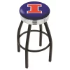 Holland Bar Stool Co. 25" Blk Wrinkle Illinois Swivel Bar Stool, Chrome Ring