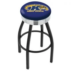 Holland Bar Stool Co. 30" Blk Wrinkle Kent State Swivel Bar Stool, Chrome Ring