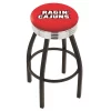 Holland Bar Stool Co. 25" Blk Wrinkle Louisiana-Lafayette Swivel Bar Stool, Chrome Ring