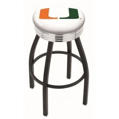 Holland Bar Stool Co. 30" Blk Wrinkle Miami (FL) Swivel Bar Stool, Chrome Ring