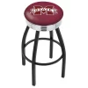 Holland Bar Stool Co. 25" Blk Wrinkle Mississippi State Swivel Bar Stool, Chrome Ring