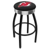 Holland Bar Stool Co. 30" Blk Wrinkle New Jersey Devils Swivel Bar Stool, Chrome Ring