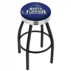 Holland Bar Stool Co. 30" Blk Wrinkle North Florida Swivel Bar Stool, Chrome Ring