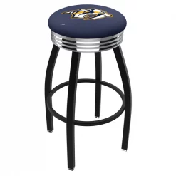 Holland Bar Stool Co. 25" Blk Wrinkle Nashville Predators Swivel Bar Stool, Chrome Ring