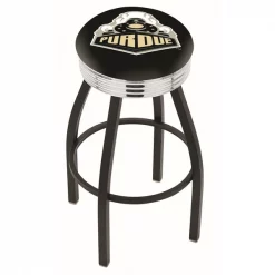 Holland Bar Stool Co. 30" Blk Wrinkle Pitt Swivel Bar Stool, Chrome Ring