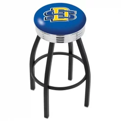 Holland Bar Stool Co. 30" Blk Wrinkle South Dakota State Swivel Bar Stool, Chrome Ring