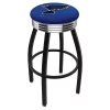 Holland Bar Stool Co. 25" Blk Wrinkle St Louis Blues Swivel Bar Stool, Chrome Ring