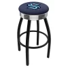 Holland Bar Stool Co 30" Black Wrinkle Seattle Kraken Swivel Bar Stool, Chrome Accent Ring