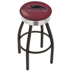Holland Bar Stool Co. 30" Blk Wrinkle Southern Illinois Swivel Bar Stool, Chrome Ring
