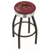 Holland Bar Stool Co. 25" Blk Wrinkle Texas State Swivel Bar Stool, Chrome Ring
