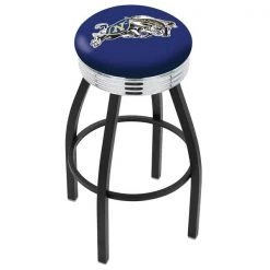 Holland Bar Stool Co. 25" Blk Wrinkle US Naval Academy NAVY Swivel Bar Stool, Chrome Ring