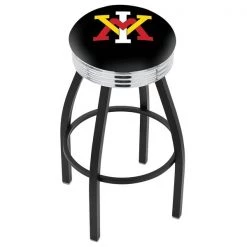 Holland Bar Stool Co. 30" Blk Wrnkl Virginia Military Institute Swivel Bar Stool, Chrome Ring