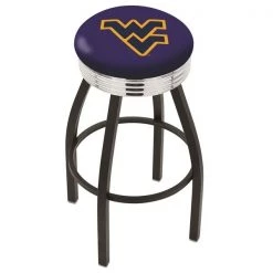 Holland Bar Stool Co. 30" Blk Wrinkle West Virginia Swivel Bar Stool, Chrome Ring