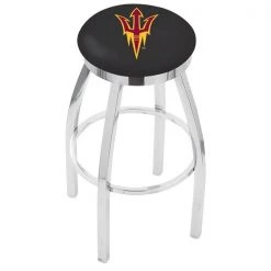 Holland Bar Stool Co. 30" Chrome Arizona State Swivel Bar Stool, Accent Ring, Pitchfork