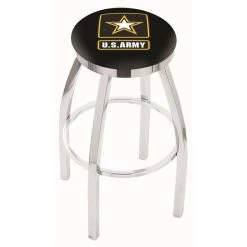 Holland Bar Stool Co. 30" Chrome U.S. Army Swivel Bar Stool, Accent Ring