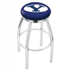 Holland Bar Stool Co. 30" Chrome Brigham Young Swivel Bar Stool, Accent Ring