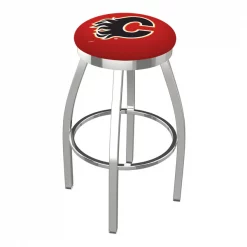 Holland Bar Stool Co. 25" Chrome Calgary Flames Swivel Bar Stool, Accent Ring