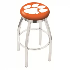 Holland Bar Stool Co. 25" Chrome Clemson Swivel Bar Stool, Accent Ring