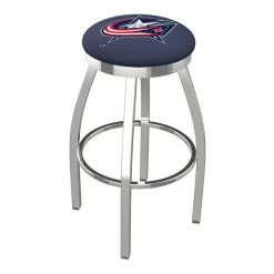 Holland Bar Stool Co. 30" Chrome Columbus Blue Jackets Swivel Bar Stool, Accent Ring