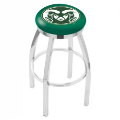 Holland Bar Stool Co. 25" Chrome Colorado State Swivel Bar Stool, Accent Ring