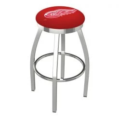 Holland Bar Stool Co. 30" Chrome Detroit Red Wings Swivel Bar Stool, Accent Ring