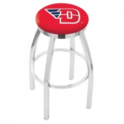 Holland Bar Stool Co. 25" Chrome University of Dayton Swivel Bar Stool, Accent Ring