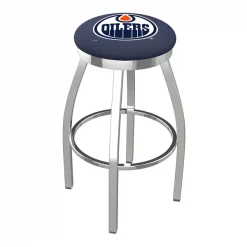 Holland Bar Stool Co. 25" Chrome Edmonton Oilers Swivel Bar Stool, Accent Ring